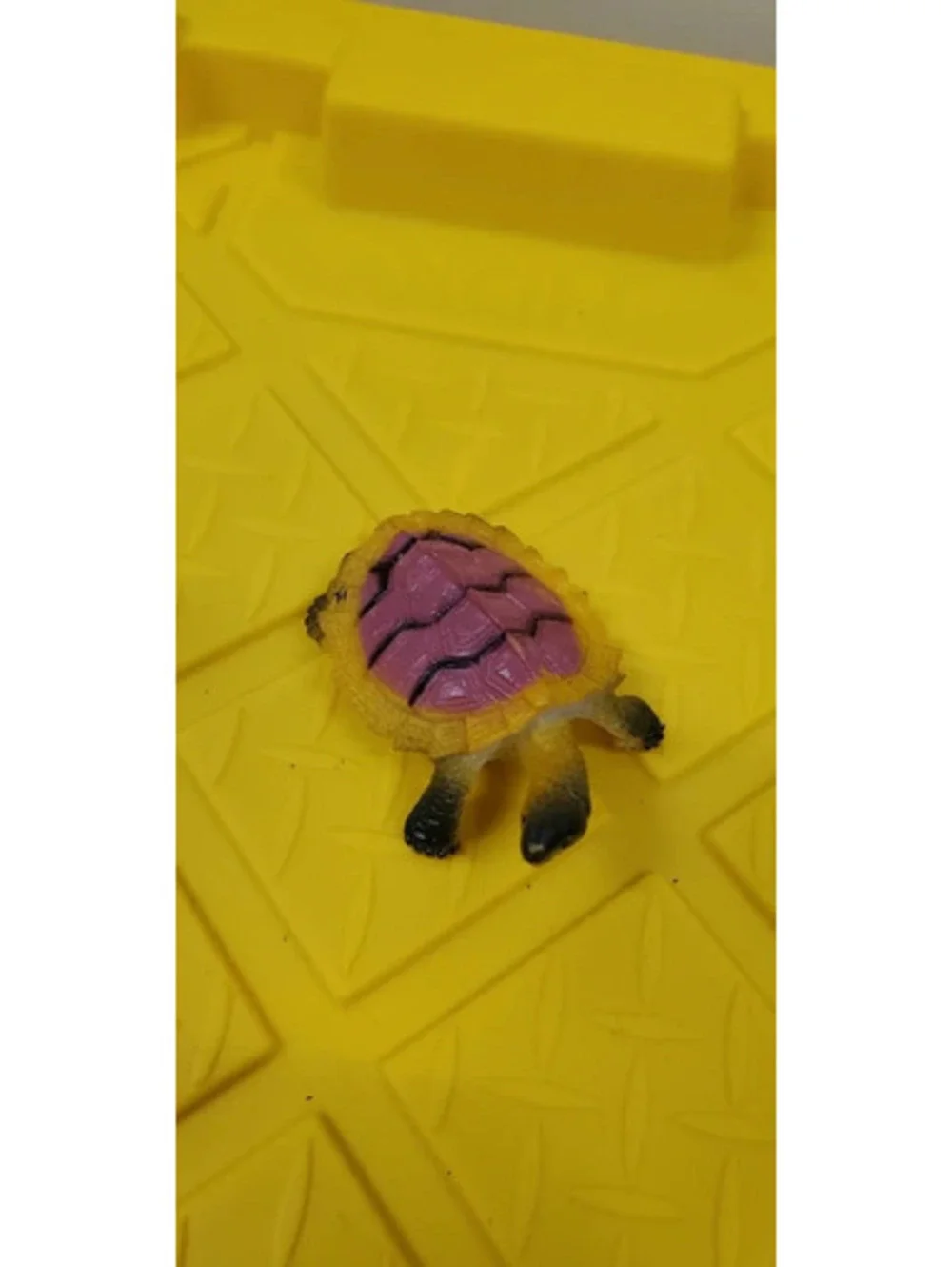 Vintage Plastic Turtle Figurine Yellow/Pink Toy Animal Mini Figure